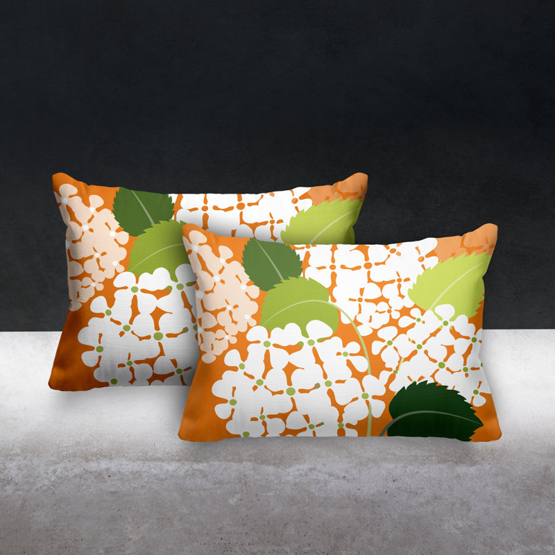 Polyester / Mélange de polyester Housse de coussin rectangulaire intérieure / extérieure lombaire et insert, Orange