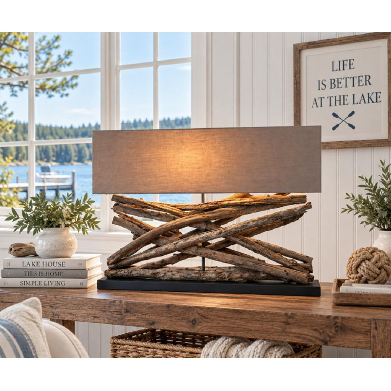 Large Teak Table Lamp