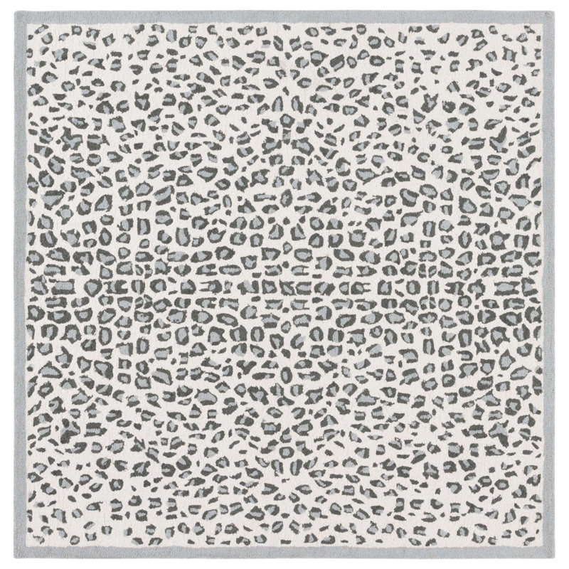 Metro Hand Tufted Indian Wool And Cotton With Latex Animal Print Rug, Square 6'