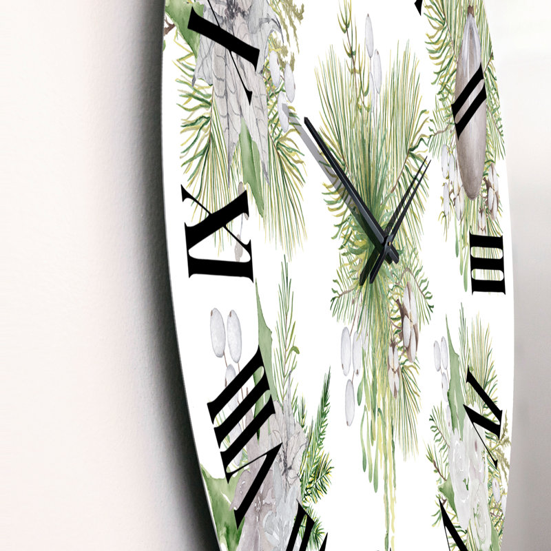 Horloge murale traditionnelle Bouquet de Noël avec branches de coton III, Moyen