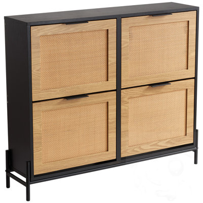 Armoire à chaussures avec 4 tiroirs rabattables et pieds en métal