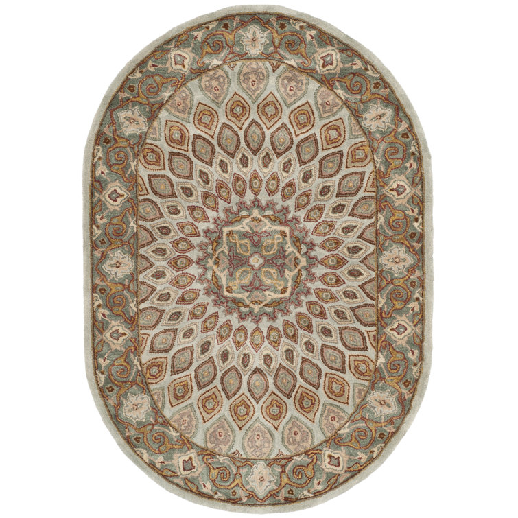 Gideon Hand Tufted Wool/Cotton/Latex Oriental Rug in Gray/Blue
