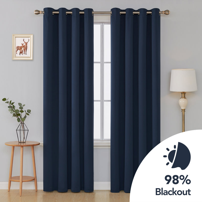 Brynnli Eyelet Blackout Thermal Curtains, 117cm W x 183cm D, Navy Blue