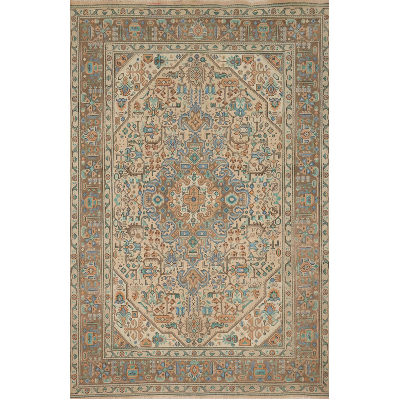 Tapis traditionnel rétro géométrique 6 x 9