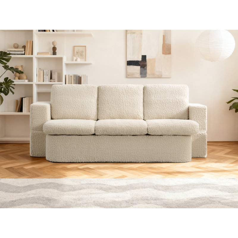 Canapé-lit convertible pliant avec coussins, Beige