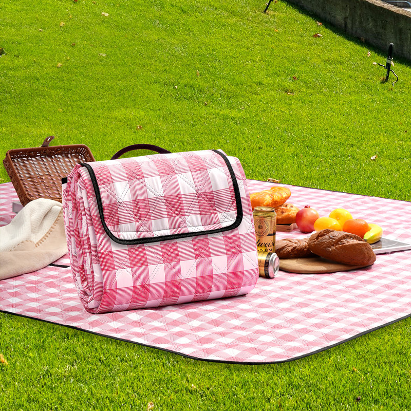 Large Foldable Picnic Blanket Waterproof Backing Portable Outdoor Mat for Camping Beach Travel Picnic, Pink, 200cm