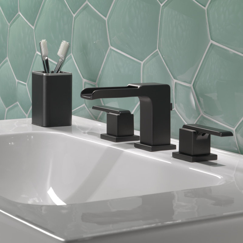 Robinet de salle de bain à large entraxe Ara avec bonde et technologie d'étanchéité DIAMOND ™, Noir mat