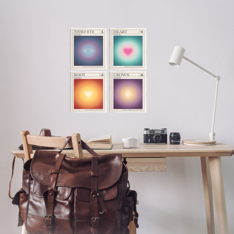 Ensemble de 4 plaques murales Mindful Chakra Points, conception par Wild Apple Portfolio