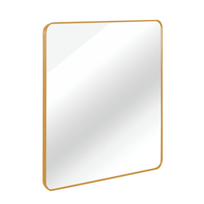30 In X 30 In Gold Metal Framed Square Bathrrom Mirror For Wall.