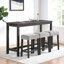 Ensemble de table de bar avec prise de courant, ensemble de table de bar et de chaises, ensemble de table de salle à manger 4 pièces, ensemble de table de petit déjeuner industriel, pour salon, salle à manger, salle de jeux-724368703