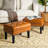 Set Of 2 Mid-Century Modern Cognac Leatherette Button-Tufted Accent Stool-122529024