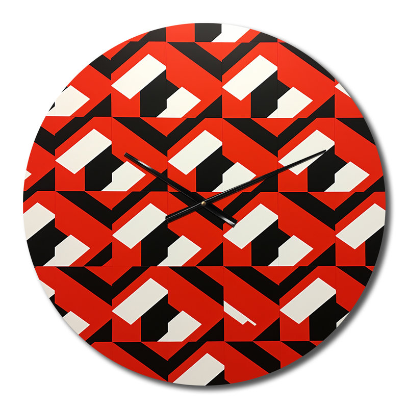 Horloge murale rétro en métal rouge, blanc et noir, Petit