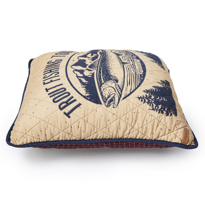 Lakehouse Trout Cotton Throw Pillow