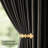 Velvet Blackout Thermal Curtain Panel –  Room-Darkening Grommet Solid Color Drapes for Living Room Bedroom (Set of 2)-2137844450-2136243342