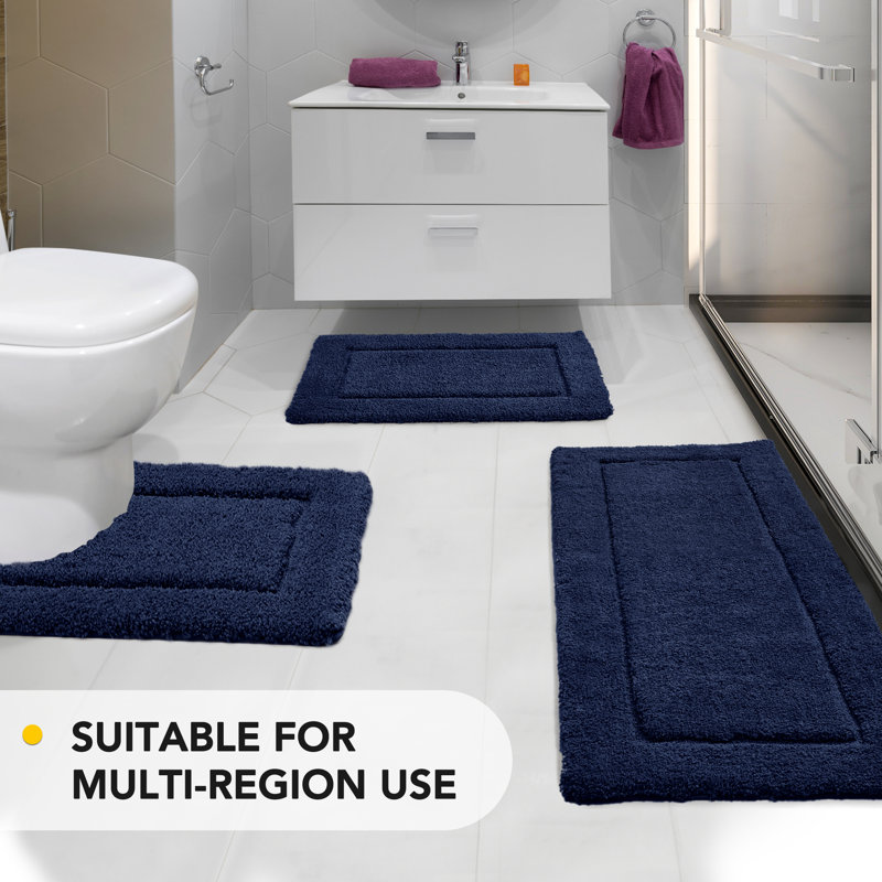 Super Soft Thick Plush Tufted Bathroom Rug, Navy, 24" W x 36" L