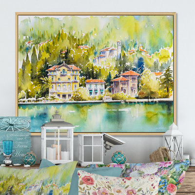 «Beautiful Summer Lake House», reproduction sur toile avec cadre flottant