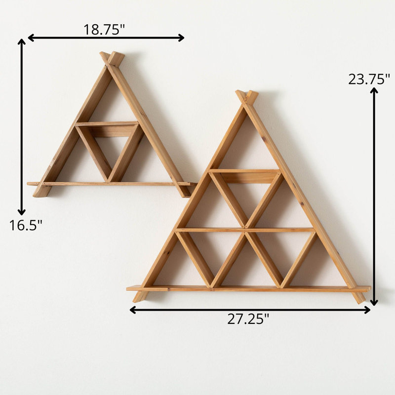 Ensemble de 2 tablettes géométriques 16,5 "et 23,75", bois