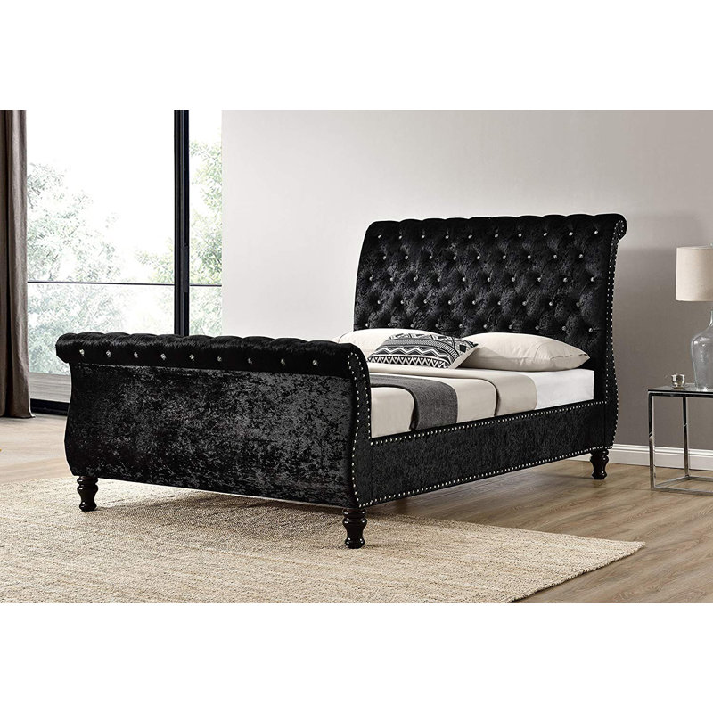 Upholstered Bed with Mattress, Double (4'6), Entry Level Mattress
