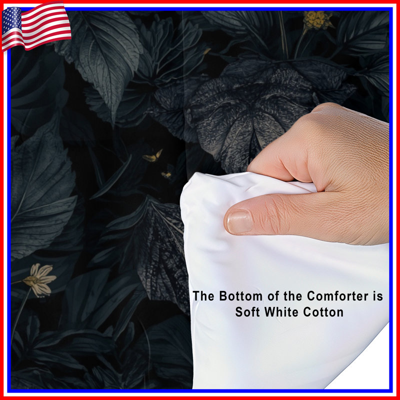 Dark Foliage Pattern Comforter, Queen