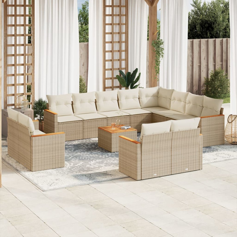  Ensemble de canapé de jardin beige, blanc crème