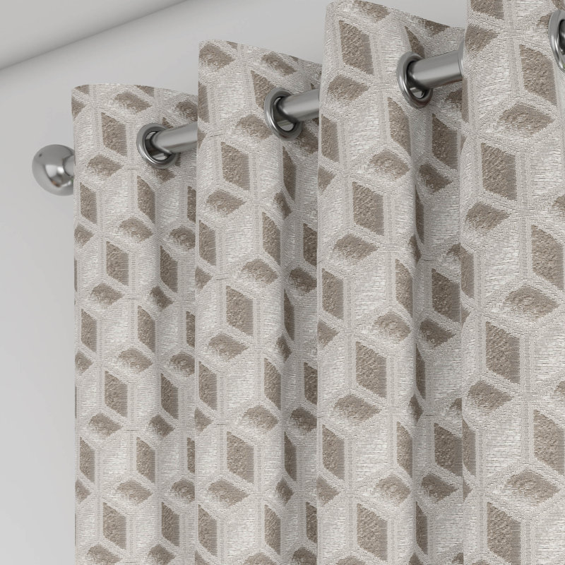 Geometrical 52 x 84 Inch, Door Curtain - Pack of 2 Panels, Silver