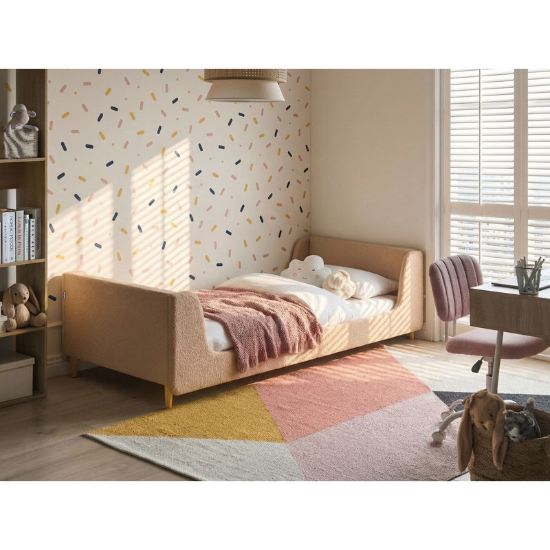 Kids Bed Boucle 90 x 200 cm (EU Single) Beige