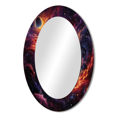Pink And Orange Spiral Galaxy - Modern Oval Wall Mirror