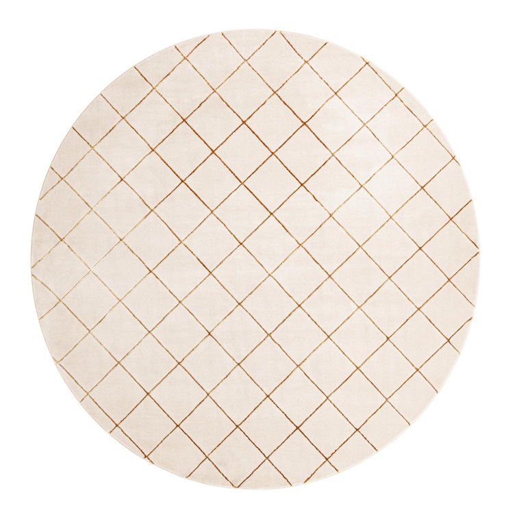 Latitude Run® Checks Nikica Rug White and Gold