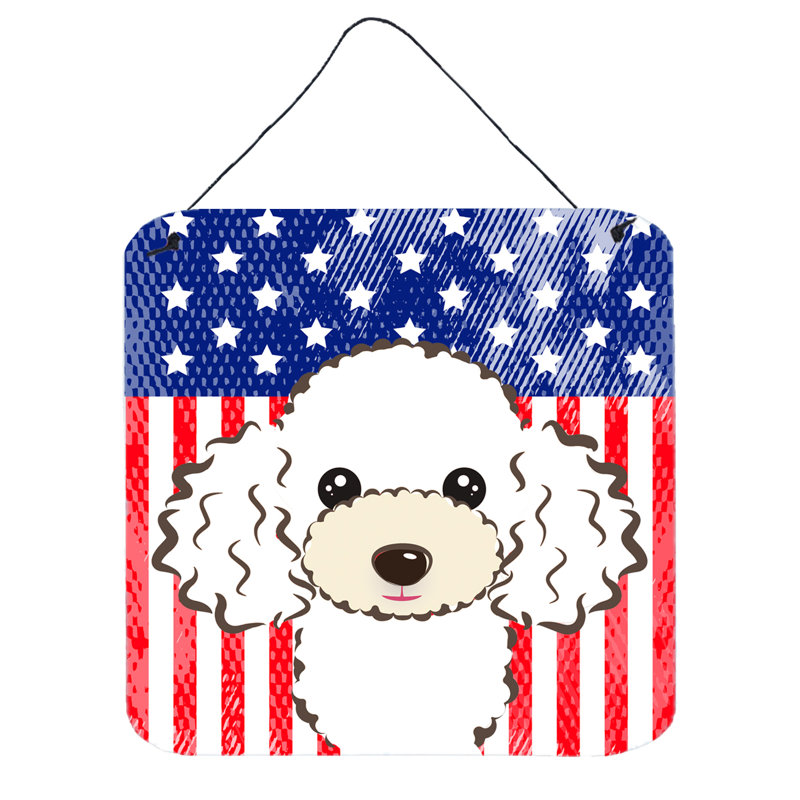 Décoration murale drapeau american, Caniche blanc