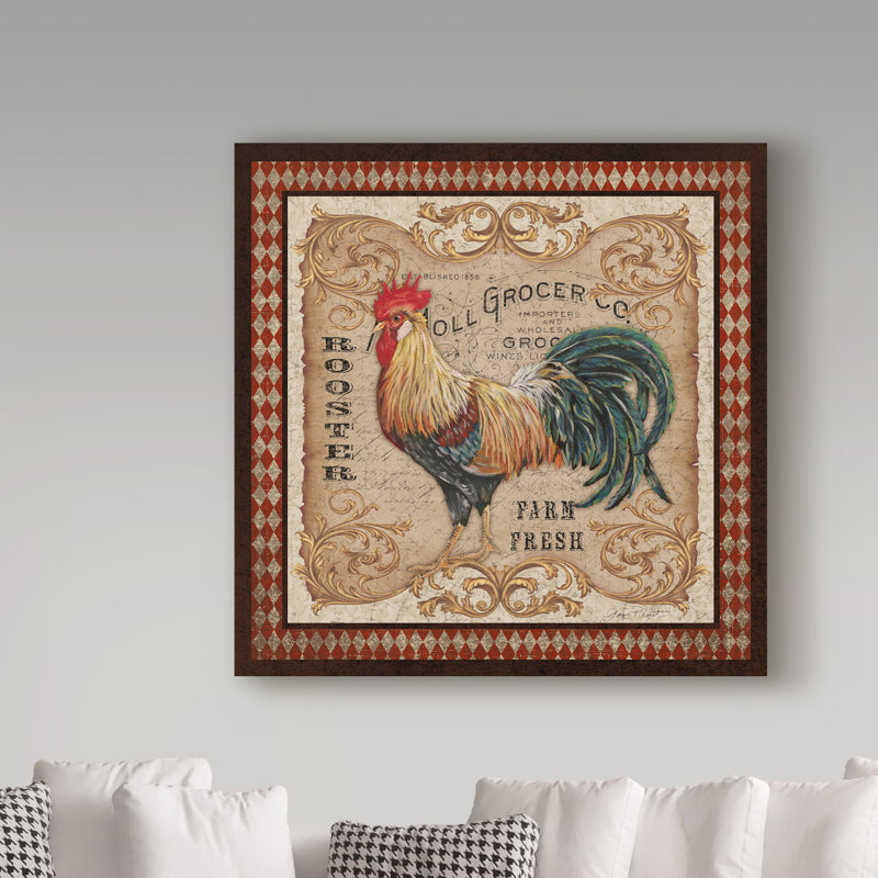 «Old World Rooster 2» par Deagen, impression sur toile tendue, H 14 po x l 14 po x P 2 po