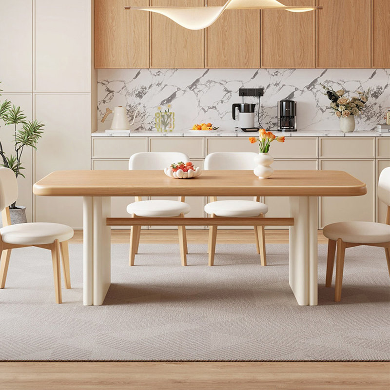 Solid wood oak rectangular dining table, 29.53"H*78.74"W*35.43"D