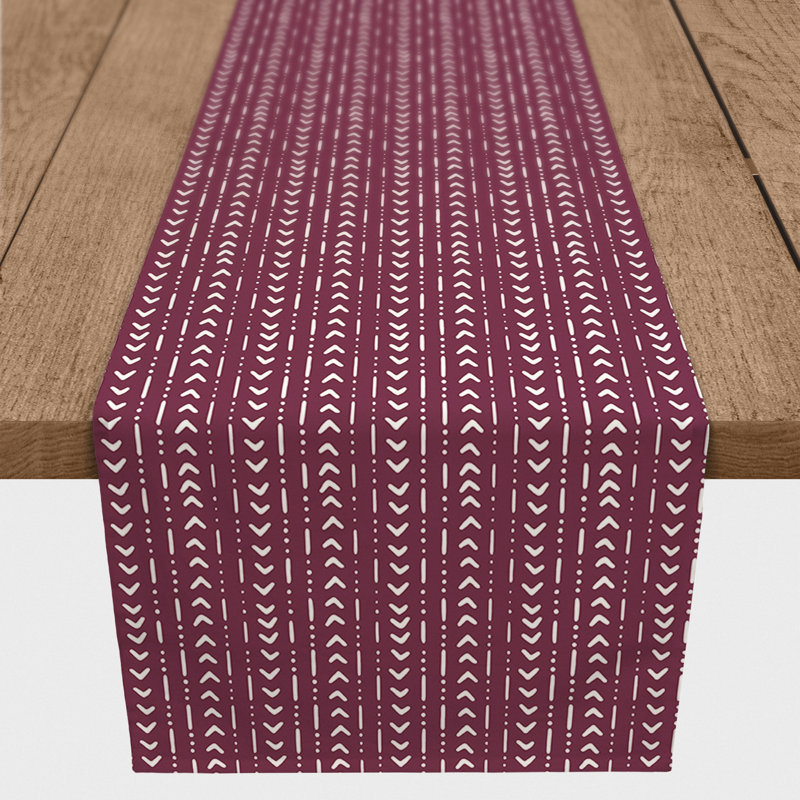 Chemin de table en losanges pointillé Nalston, 72 po x 16 po, Bourgogne, Geometric