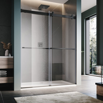 60"×76" Frameless Double Sliding Shower Door with 3/8'' (10mm) Clear Tempered Glass