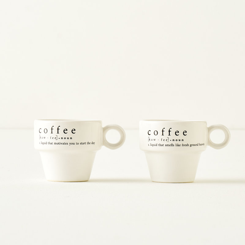 Coffeeaholic Ceramic Espresso Cup (Set Of 2)