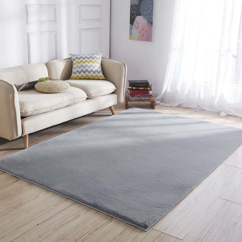 Agustin Solid Colour Faux Fur Shag Area Rug, Rectangle 120 x 160cm