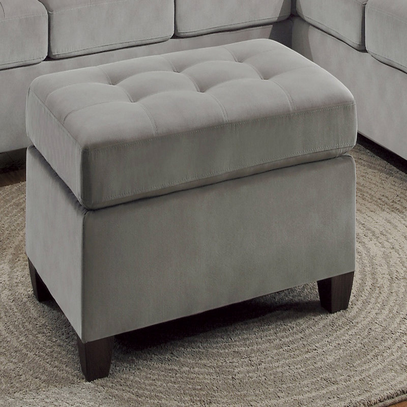 Repose-pieds 1pc capitonné en microfibre taupe moderne