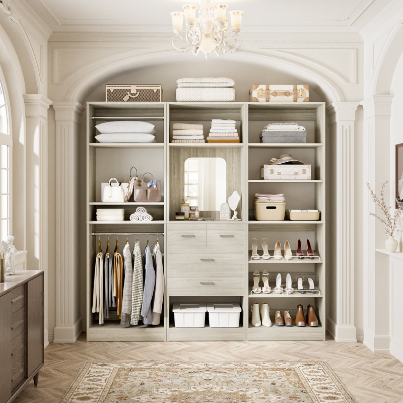 Freestanding Closet System Set, Washed Oak