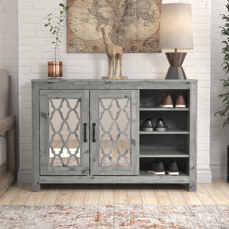 Chessani 16 Pair Shoe Storage Cabinet, Mexican Gray