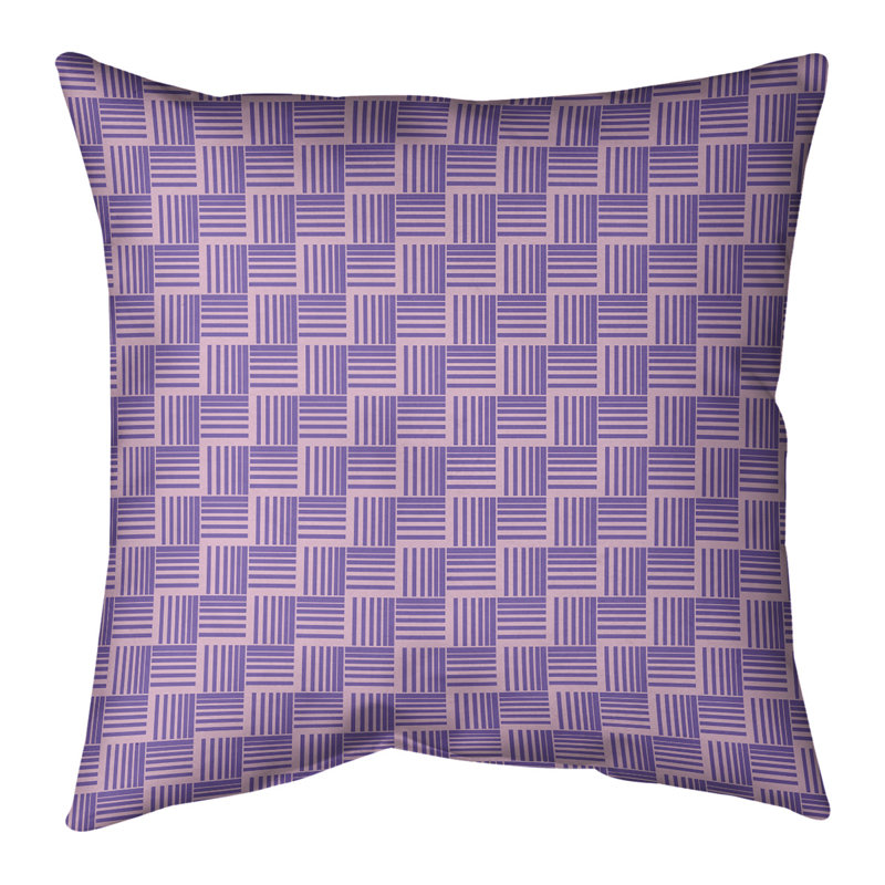 Rayures tressées Coussin décoratif, H 16 po x l 16 po, Petit rose / mauve, Bourre en polyester