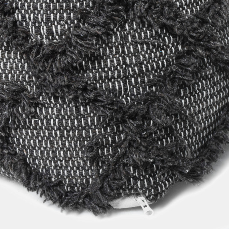 Handcrafted Wool And Cotton Pouf, Brown Colour