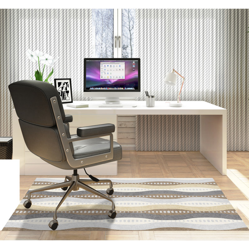 Rectangle Chair Mat with Hemmed Edges Edge for Firm Surfaces, 36" H x 60" W x 60" D, Beige/Grey/Brown