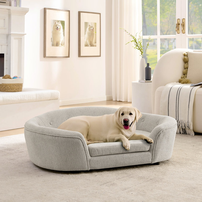 Canapé pour chien surdimensionné ovale semi-fermé surdimensionné, Beige