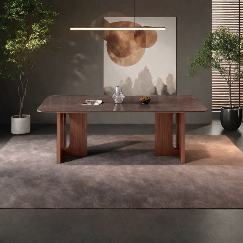 Base en bois massif pour la table de salle à manger en dalle de pierre, H 29,5 po x L 70,8 po x l 35,4 po
