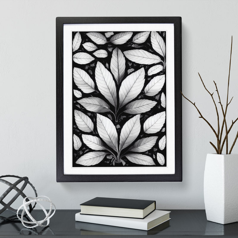 Leaves Pattern No.1 - Framed Print, Black, 64cm H x 46cm W x 2cm D