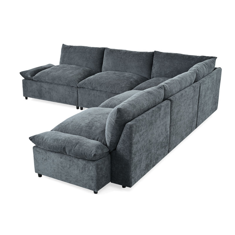 Modular Sectional Sofa in Dark Gray with High-Density Foam - 5 Seat