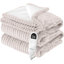 Couverture électrique chauffante en flanelle nervurée avec 6 niveaux de chaleur, chauffage avec 10 réglages de temps, arrêt automatique de la minuterie de 8 heures, GentleSoft ™-102355043-122920317-102355038