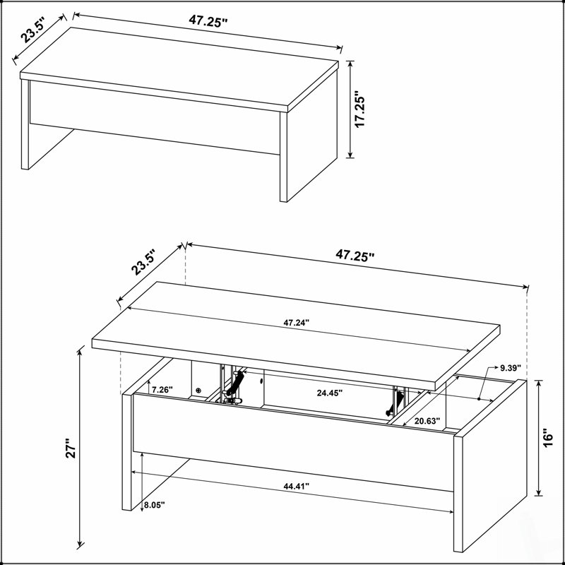 Table basse sophistiquée en chêne clair avec mécanisme relevable et rangement dissimulé pour les salons modernes