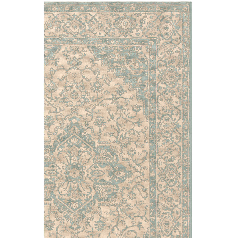 Tapis oriental crème / turquoise Danya, Carré 6 pi 7 po