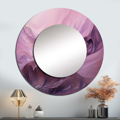 Tuba Terrain Mountainous Mauve VI - miroir à encre liquide, miroir mural décoratif rond moderne, impression d'art en métal