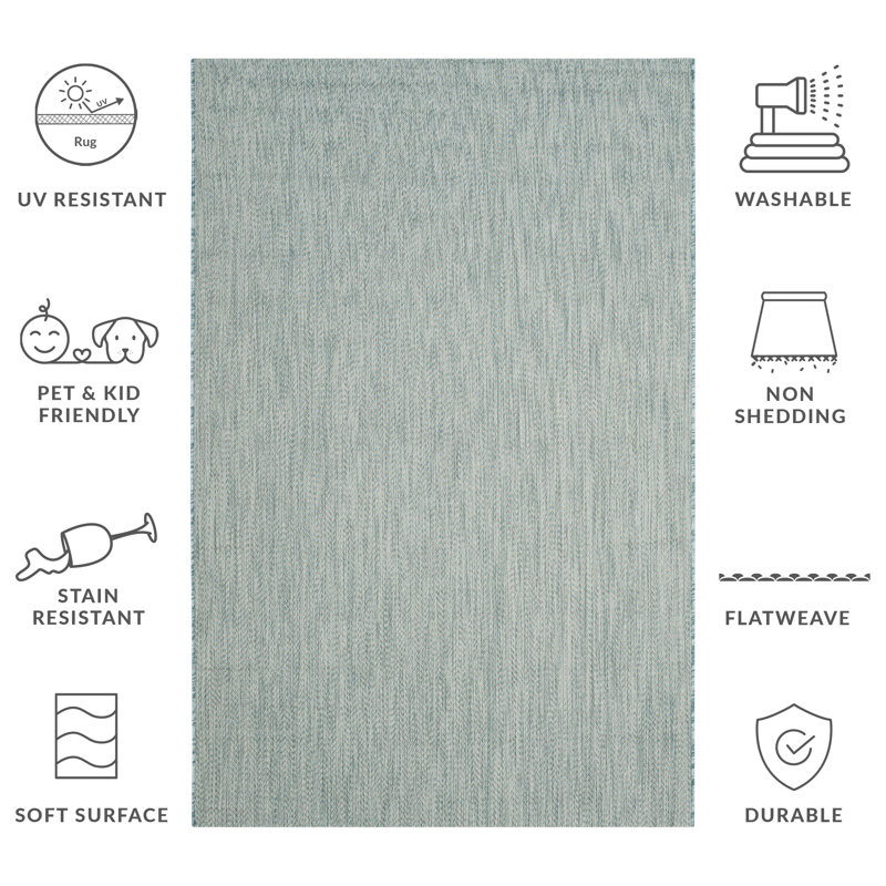 Casmir Aqua/Grey Indoor/Outdoor Rug, Rectangle 160 x 231 cm